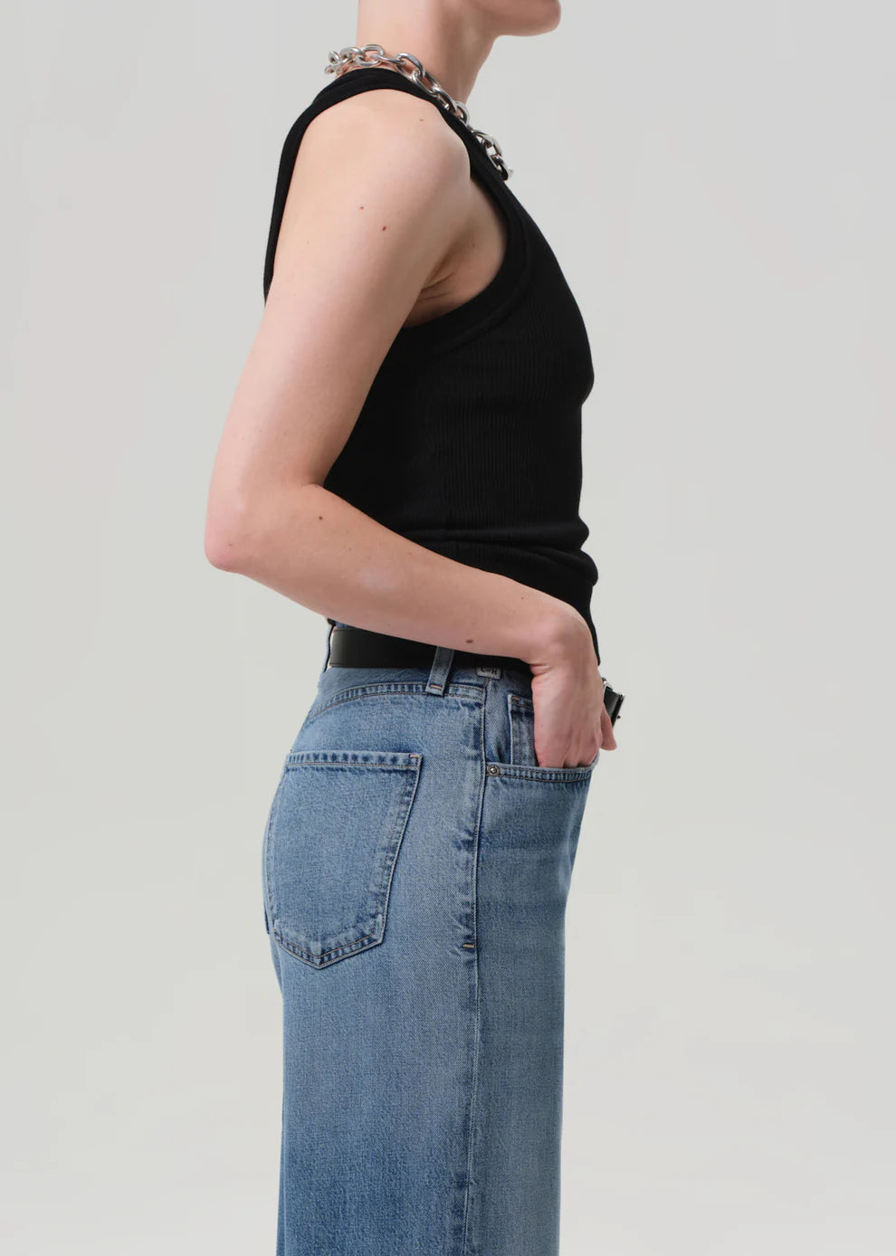 Isabel Rib Tank in Black