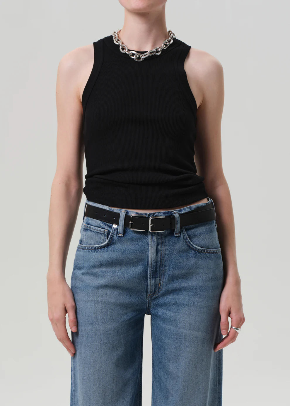 Isabel Rib Tank in Black
