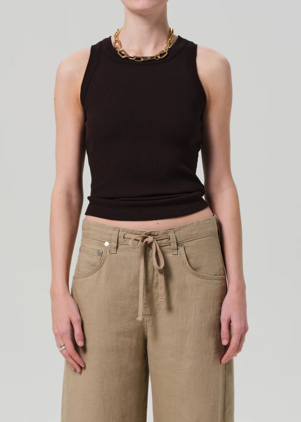 Isabel Rib Tank in Chocolate