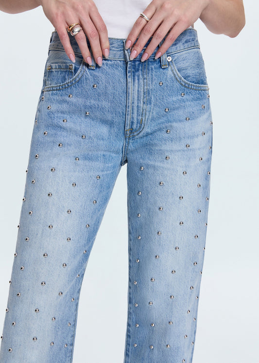 Lexi Mid Rise Bowed Straight Jean in Aries