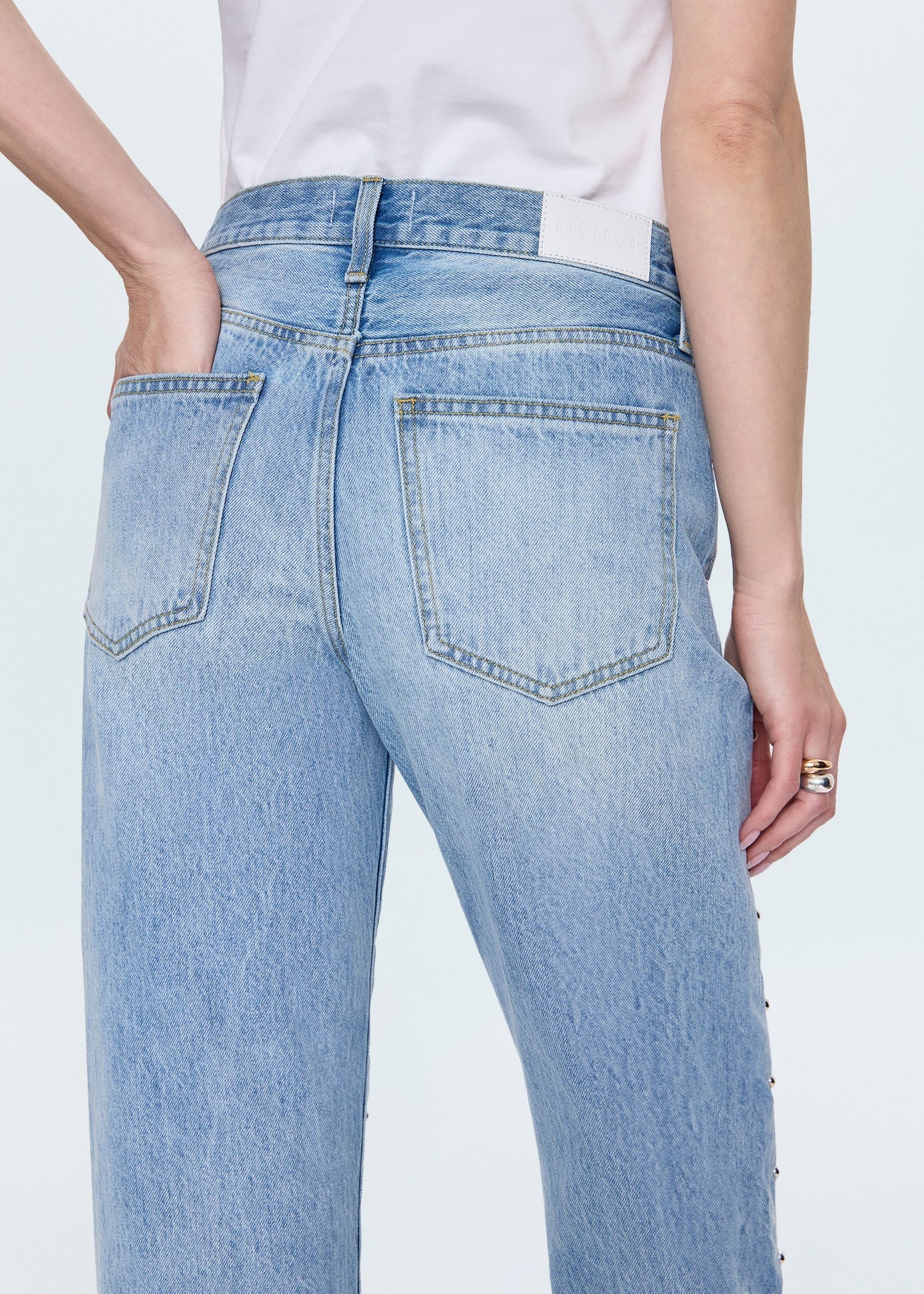 Lexi Mid Rise Bowed Straight Jean in Aries