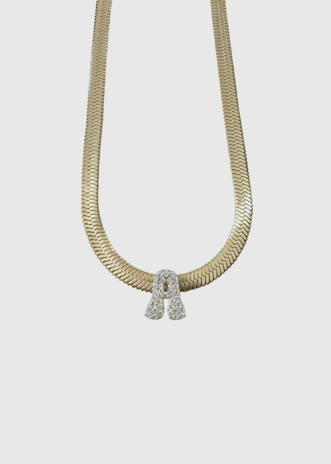 Groovy Initial Hertingbone Necklace