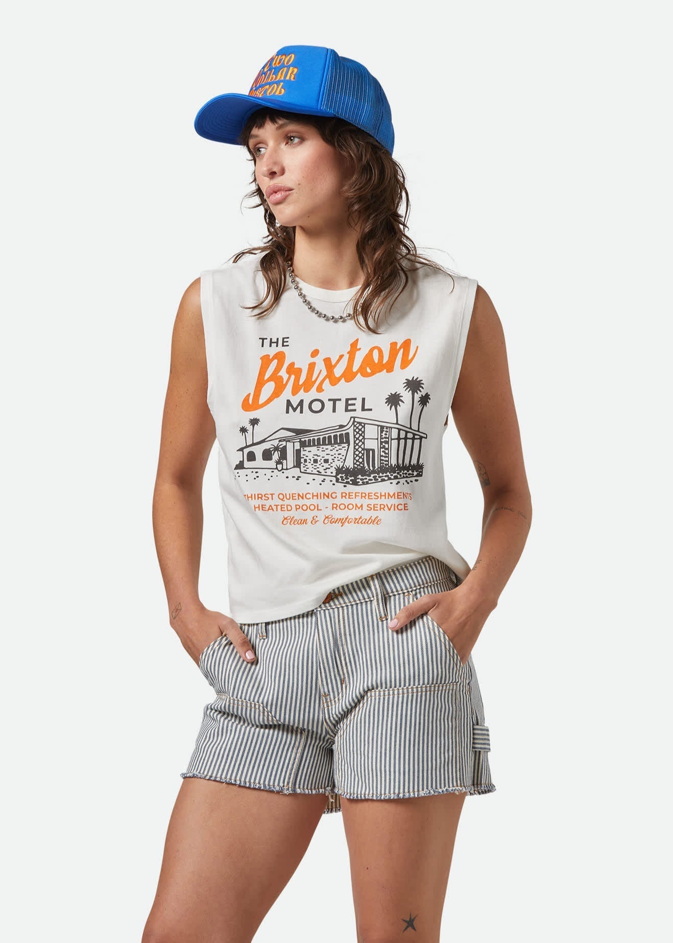 Brixton Motel Muscle Tank in Off White