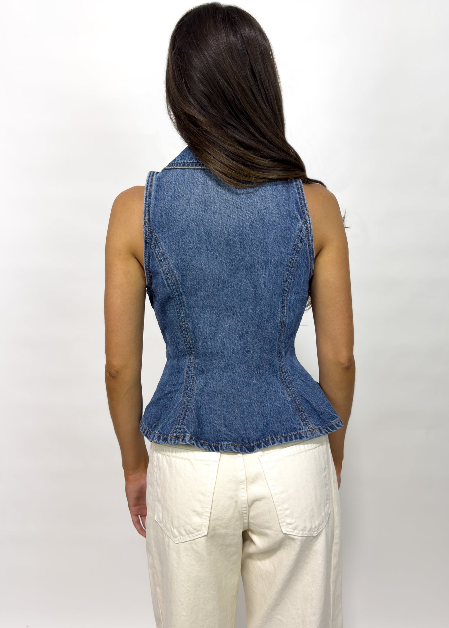 Denim Peplum Vest