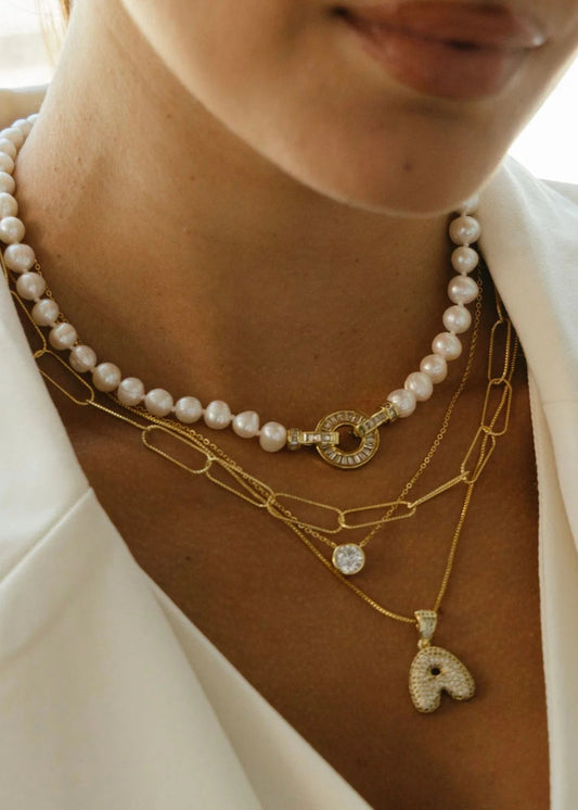 Pave Bubble Initial Necklace