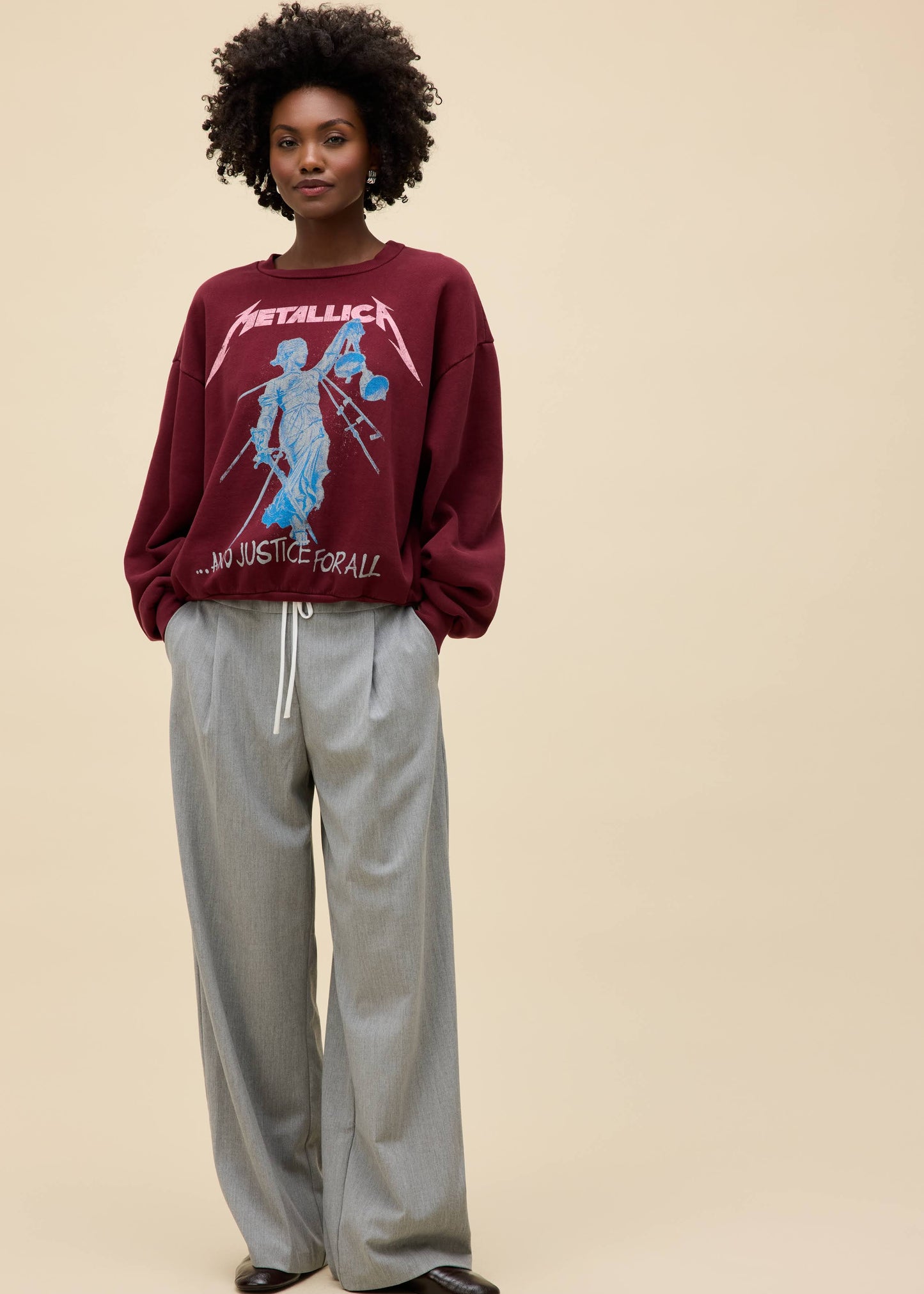 Metallica Justice For All Oversized Crew Sweatshirt
