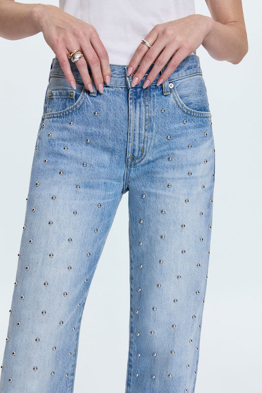 Lexi Mid Rise Bowed Straight Jean in Aries