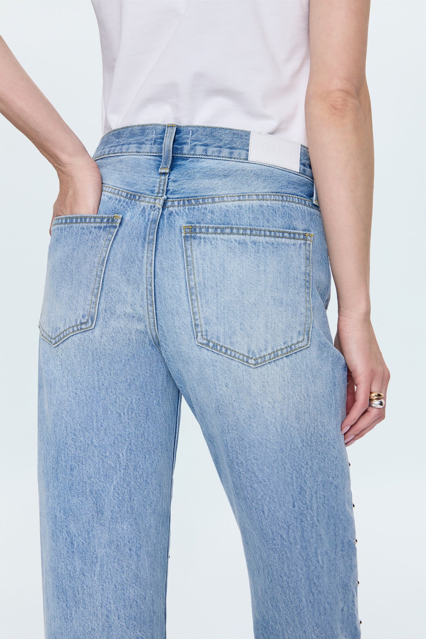 Lexi Mid Rise Bowed Straight Jean in Aries
