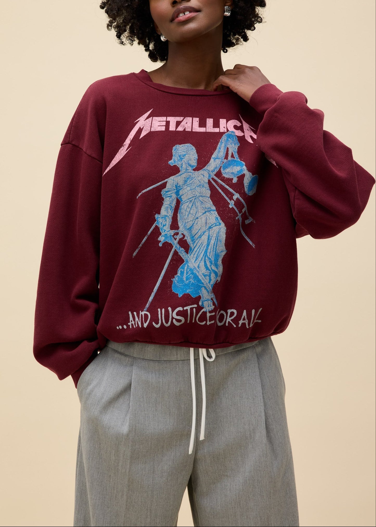 Metallica Justice For All Oversized Crew Sweatshirt