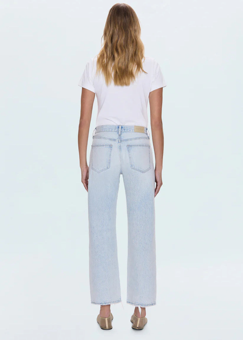 Lexi Mid Rise Bowed Straight Jean - Solstice Distressed