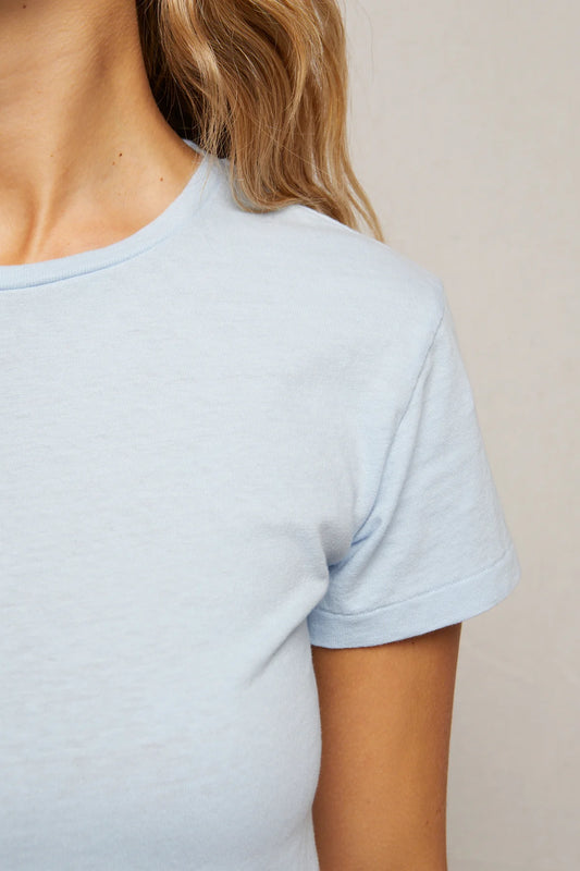 Lisa Recycled Cotton Vintage Fitted Crew in Sky Blue
