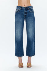 Lexi Mid Rise Bowed Straight Jeans