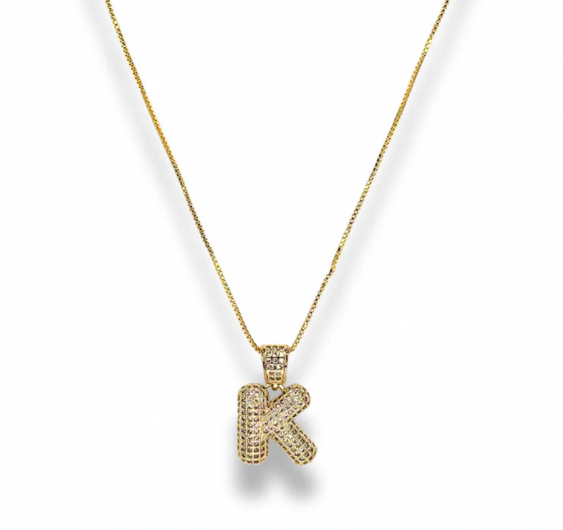 Pave Bubble Initial Necklace