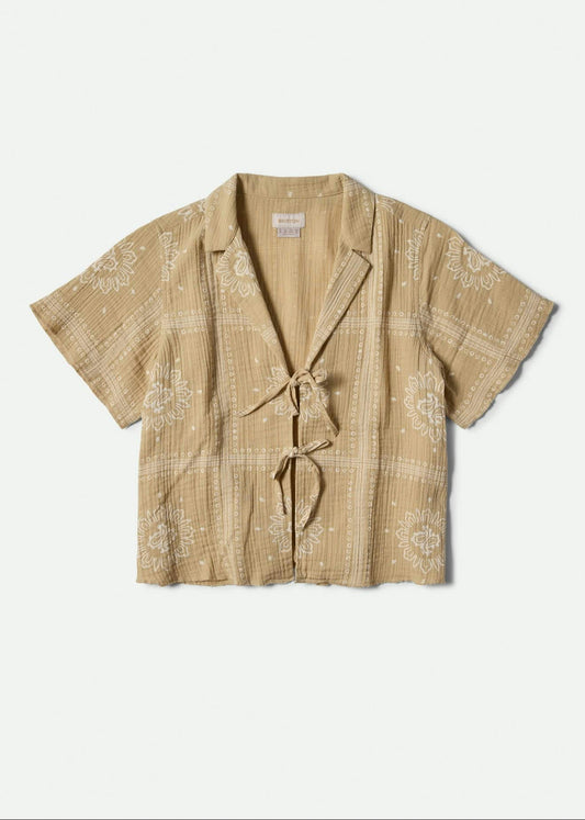Wandering Tie Top in Pale Khaki Bandana