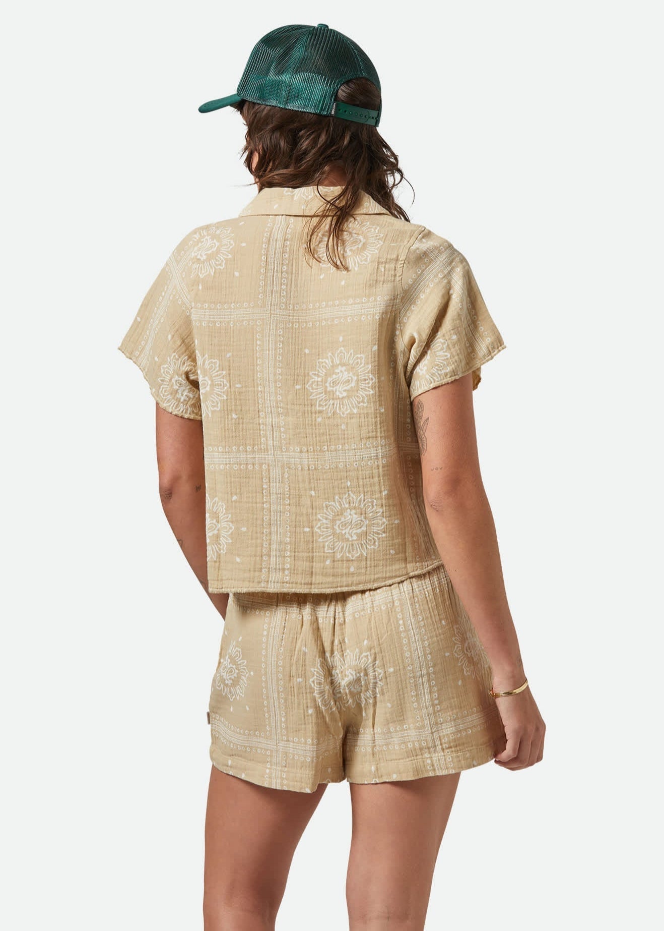 Wandering Tie Top in Pale Khaki Bandana